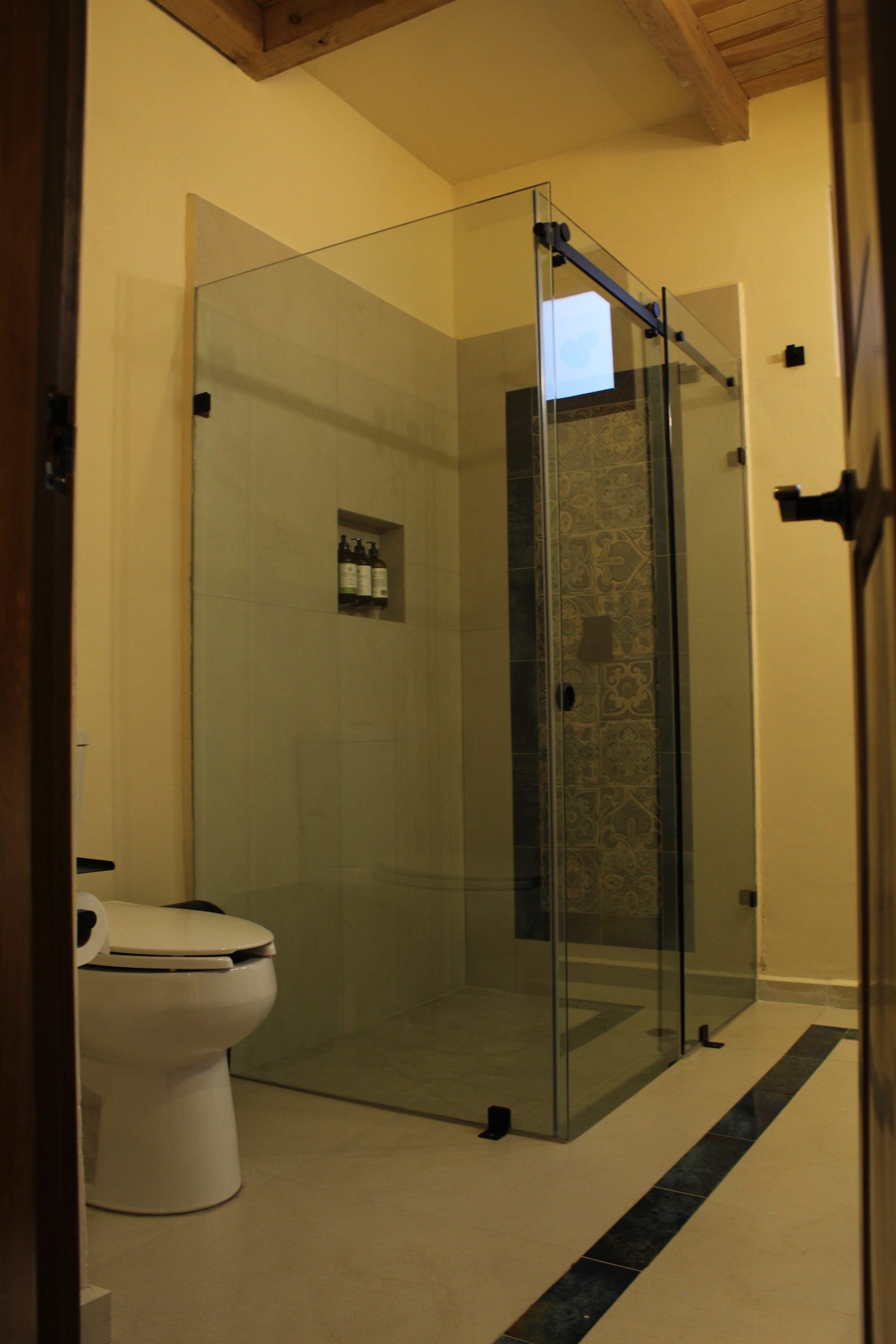 Regadera de cristal y WC independientes
